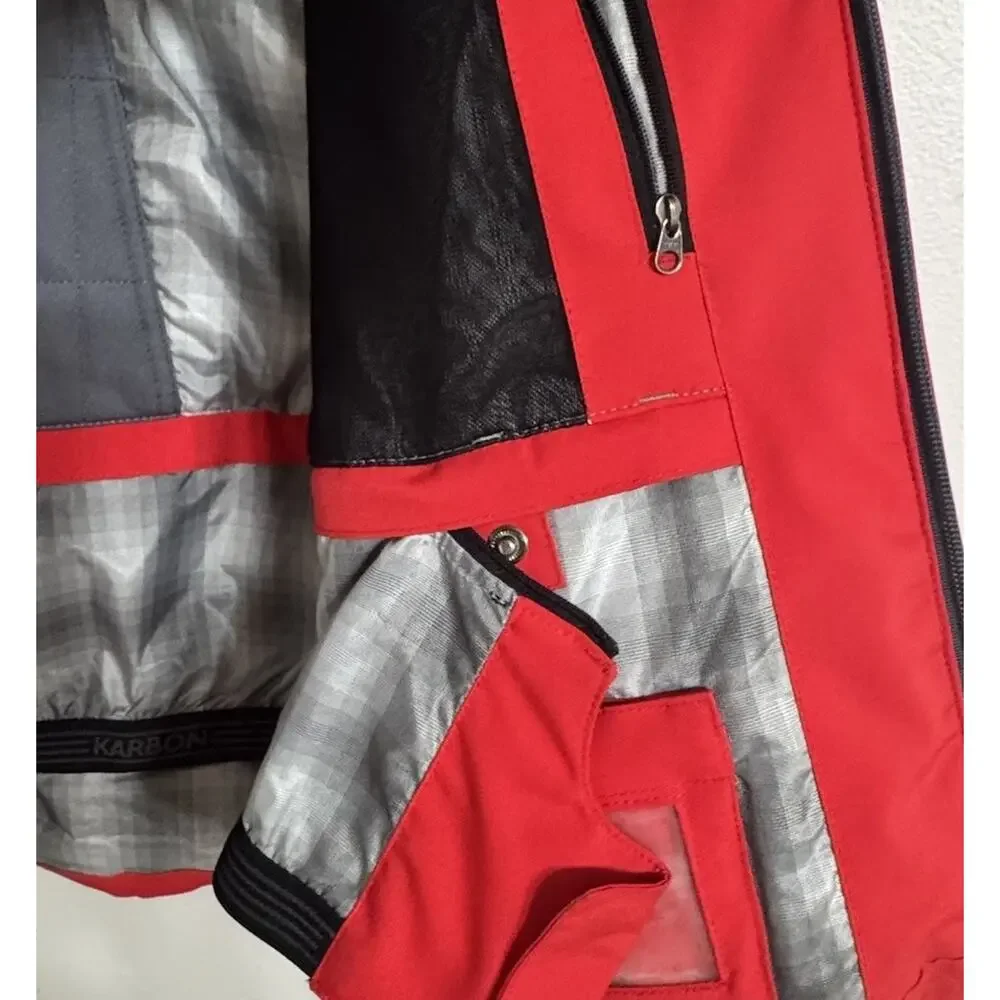Karbon Hydrogen Ski Jacket Men Medium Red Thermore Hooded Reflective Waterproof